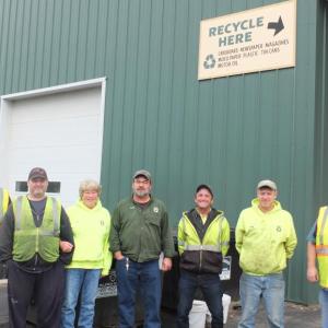 Recycling has been an important part of the daily regimen at Boothbay Region Refuse Disposal District since 1990. From left are David Manson, Scott Emerson, Rena Smith, David Brewer, Steve Lewis, Shane Therrien and William Johnson. BILL PEARSON/Boothbay Register