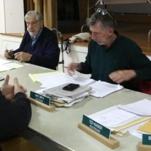 CLC Ambulance Service Director Nicholas Bryant, left, reports to Edgecomb selectmen Oct. 7. JANE CARPENTER/Boothbay Register