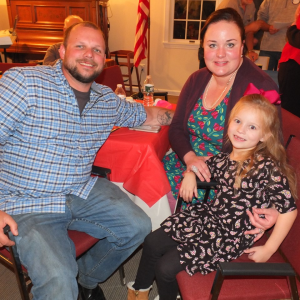 During a Nov. 7 Rotary Club of Boothbay Harbor Veterans Day Dinner, Air Force veteran Stanley Thomas of Wiscasset thanked his wife, Hannah Greene Thomas, and daughter, Hope Elizabeth Michelle Thomas, for supporting his service. BILL PEARSON/Boothbay Register
