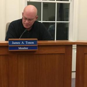 Boothbay Board of Appeals members, from left, Dick Perkins, James Tonon and Jeanne Fuller, found a Virginia couple’s application complete Oct. 30. It challenges shoreland zone permit conditions the code enforcement officer issued. BILL PEARSON/Boothbay Register
