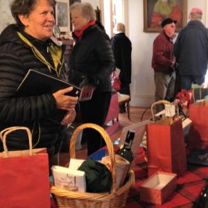 Creative gift baskets and other items will be offered for auction and sale at the Boothbay Region Historical Society’s Open House on Saturday, Dec. 7 from 10 am. to 2 p.m. Enjoy the food and beverages, too. Courtesy of BRHS