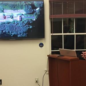 Engineer Randy Butler of Dirigo Engineering explains Boothbay Region Water District’s proposal Nov. 20 for constructing a storage and maintenance facility at its Adams Pond Road complex. BILL PEARSON/Boothbay Register