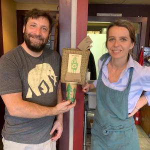 Dan and Silvia Campbell showing earth friendly products used at Red Cup. Courtesy of Doreen Dun