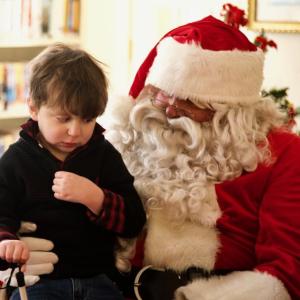 Jameson Brooks with Santa in Boothbay Harbor. Courtesy of Kristen Brooks