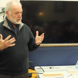 The Lincoln Home’s Community Outreach Director Steve Raymond discusses Dec. 11 how a healthy lifestyle assists the brain in delaying Alzheimer’s disease and other dementia-related ailments during The Community Center’s “Empowering Patients Lunch and Learn series.” BILL PEARSON/Boothbay Register
