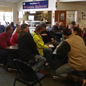 More than 20 Edgecomb residents meet with selectmen on Saturday, Dec. 7 to discuss ideas for tackling some of the town’s upcoming challenges. JANE CARPENTER/Boothbay Register