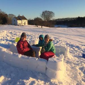 Coastal Rivers’ Salt Bay Farm in Damariscotta is ideal for winter activities like cross country skiing, sledding, snowshoeing, and building snow forts. Courtesy Katie LeBel