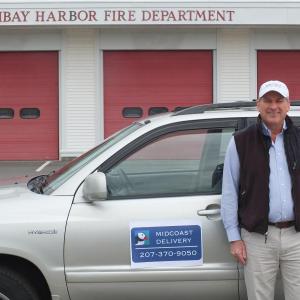Rob Leavitt rolls out his delivery service April 15 assisting those concerned about coronavirus or those who need an item delivered. BILL PEARSON/Boothbay Register