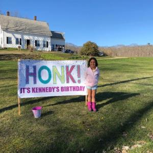 Kennedy Davis stands beside the sign signifying that it was her birthday. Courtesy of Breanna Davis