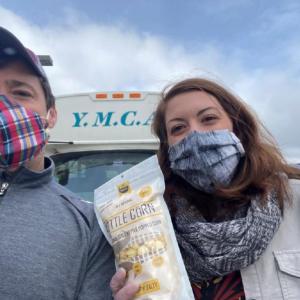 Lester Spear of C.C. Snack Co. and Stephanie Tucker of the Boothbay Region YMCA. Courtesy photo