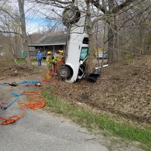 Larry Smith, 77, of Boothbay was first taken to Miles Memorial Hospital and then transported to Maine Medical Center following his single-vehicle accident May 5 on Route 27 in Boothbay. Courtesy of Lincoln County Sheriff’s Department