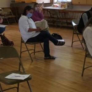 Social distancing was in effect June 15 as Edgecomb selectmen returned to a public meeting upstairs in the town hall. BILL PEARSON/Boothbay Register