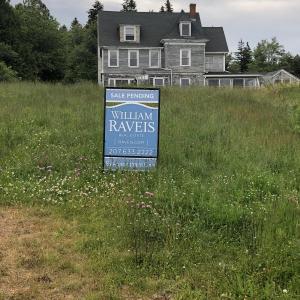 Sale pending—the new sign at Ruth’s House, Hendricks Head Beach. JENNY BENNETT/Boothbay Register