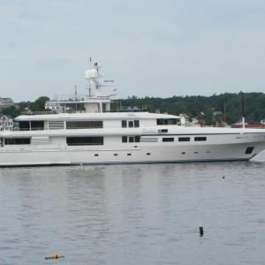 The 167-foot Emelina, seen here outside the inner harbor in Boothbay Harbor, would be dwarfed by the 253-foot ships looking to make port in the Harbor. File photo