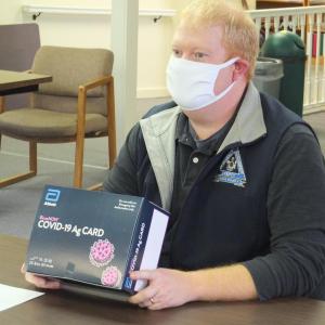 County EMA Director Casey Stevens reported Nov. 16 on the receipt of 400 15-minute COVID-19 tests for use by first responders. BILL PEARSON/Boothbay Register