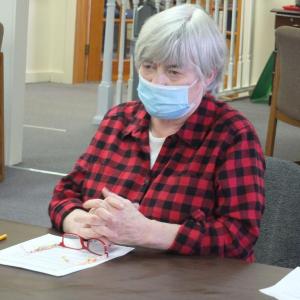 Lincoln County Regional Planning Commission Executive Director Mary Ellen Barnes tells commissioners Nov. 16 about a federal grant designed to improve Maine rural family incomes. BILL PEARSON/Boothbay Register