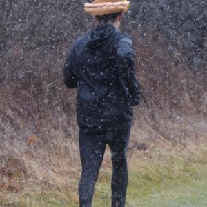 A runner in the 2019 Foodbank Farm 5K shows some holiday spirit with a pumpkin pie hat. Courtsy photo