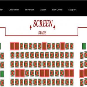 Partial screenshot of Lincoln Theater's online ticketing seating chart. Green seats are still available, Red are sold, Green with Red X's are blocked off to ensure social distancing. Courtesy of Andrew Fenniman