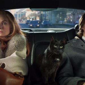 Michelle Pfeiffer is a penniless socialite, Small Frank the cat; and Lucas Hedges her directionless son in “French Exit.” The film opens on April 30. Courtesy of Lincoln Theater