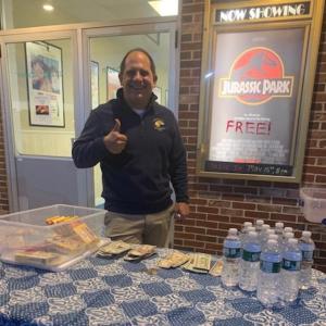 Bruce Harris at the concessions table ... with that tasty Harbor Theater popcorn! Courtesy of Helen Meserve