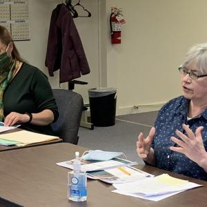 Lincoln County Regional Planning Commission Executive Director Mary Ellen Barnes presents the 2021-26 strategic plan May 4. BILL PEARSON/Boothbay Register