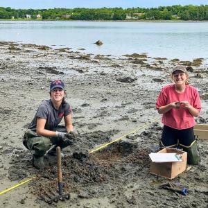 University of Maine student researchers Amelia Papi of Portland and Carolina Rolfe of South Bristol are part of a collaborative shellfish project evaluating shellfish populations in the Damariscotta River, they presented their work from this summer at the SEA Fellows Symposium. Sarah Risley photo