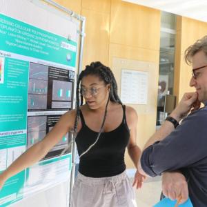 Brianna Mays, a rising senior majoring in marine biology at Maine Maritime Academy, shares her research at the poster presentation. Courtesy of Bigelow Laboratory