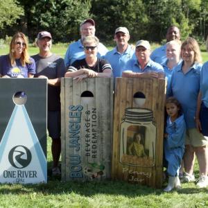 The Boothbay Charities Classic Committee at the cornhole tournament at Boothbay Railway Village Museum on Saturday, Sept. 18. STEVE EDWARDS/Boothbay Register