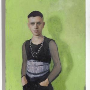 Kathryn Geismar painting for the “Transformation/Identity” exhibit. Courtesy of the venue