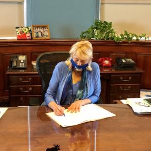 Governor Janet Mills signing legislation to establish Maine’s new district maps.