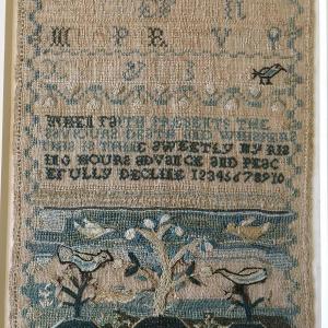 An example of the samplers in the Lincoln County Historical Association collection that will be on display for Susan Jerome’s talk “my fingers on the canvas move…” about antique samplers from 3 to 5 p.m. Sept. 25 at Pownalborough Court House. Courtesy of LCHA
