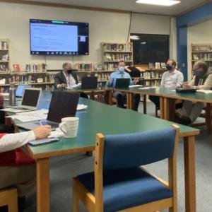 The Building Exploratory Committee and Lavallee Brensinger discuss the future of the Boothbay Region schools. JOSEPH CHARPENTIER/Boothbay Register