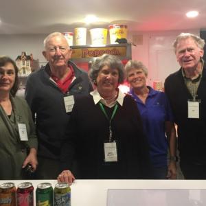 Your friends of the Harbor Theater, from left: new theater manager Vikki Bell, Board President Ham Meserve, board member Helen Meserve, Program Manager Lisa Perry and concessions worker Joe St. George Oct. 2. The theater reopened for the first time in 18 months Oct. 1. LISA KRISTOFF/Boothbay Register