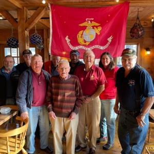 Attending the Marine Corps ceremony were, from left, John Webster, Phil Chapman, Jeff Endicott, Sonny Webb, Barclay Shepard, Nick Upham, Jim Singer, Robin Ford and Daren Graves. Jen Mitchell photo