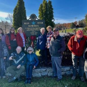 The gathering at the Blue Star Memorial for the laying of a wreath on Veterans Day. Courtesy of Gloria Wakefield