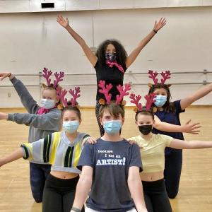 The Advanced Tap Class rehearses “Polish up the Sleigh” (“Grease Lightening”): Spencer Pottle, Sarah Harris, Sophia Mansfield, Alana LaCourse, Jojo Shea and Imij Armstead. Emily Mirabile photo