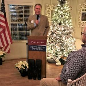 Ed Thelander addresses the gathering at Montsweag Restaurant. Emily Adler photo