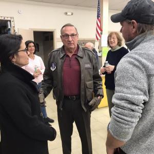Paul LePage and Abden Simmons talking shop in Waldoboro. Courtesy of Joe Grant