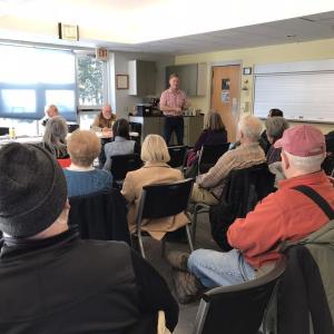 Ed Thelander, candidate for federal Congressional District DC-1, speaks at the Lincoln County Republicans meeting. Courtesy of Joseph Grant