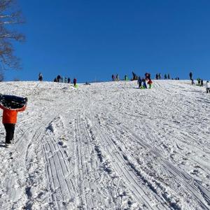 Sledding action on the big hill at Salt Bay Farm during Coastal Rivers sledding party on Jan. 8. Courtesy of Coastal Rivers