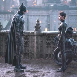 Robert Pattinson and Zoe Kravitz in a scene from “The Batman” opening at Harbor Theater March 4. Courtesy of the venue
