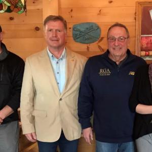 Pictured from left are Abden Simmons, Ed Thelander, Paul LePage and Tricia Warren at the Boathouse Bistro. Courtesy of Joe Grant