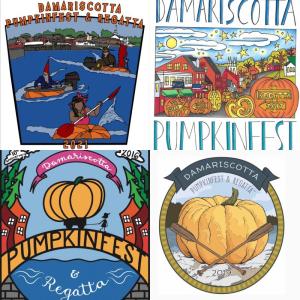 Damariscotta Pumpkinfest & Regatta T-shirt designs past. Courtesy of event Facebook page