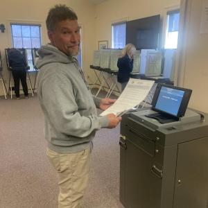 Community School District candidate Matt Doucette is now an elected official. He was one of 350 Boothbay voters who cast a ballot in the May 2 municipal elections. Doucette ran uncontested in becoming a CSD trustee. BILL PEARSON/Boothbay Register