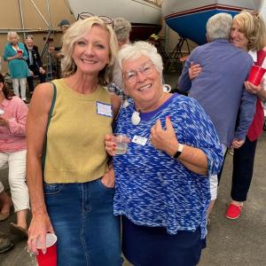 Enjoying then annual DEYC Launch Party are newest member Louise Ronshaugen, left, and Brenda Blake, member since 1981. Courtesy photo