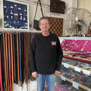 Peter Dombrowski of Tigger Leather Silversmith celebrates 50 years in business. ISABELLE CURTIS/Boothbay Register