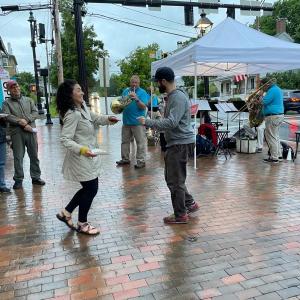 Wiscasset Art Walk begins the 2022 season on Thursday, June 30 - rain or shine! Guest performers, like Downeast Brass in 2021, made this couple feel like dancing! Wiscasset Art Walk photo