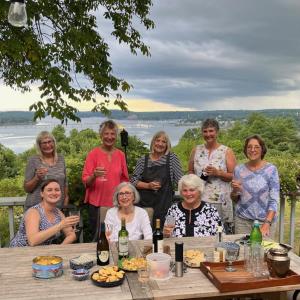Volunteer planners for LCHA’s upcoming Preservation Party have fun on the job. Standing, from left: Merry Fossil, Christine Hopf-Lovette, Linda Pope, Ann Light, Tina Guy; sitting: Shannon Gilmore, Sally Gemmill and Robin Grant. Courtesy photo