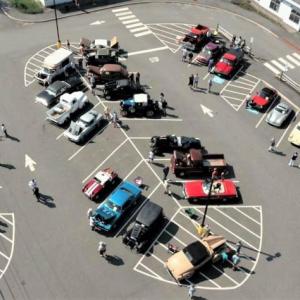 An aerial view of the 2021 vintage car show. Courtesy of King Pine Aerial Services