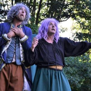 Soren Barker and Roosevelt Bishop in a scene from “The Complete Works of William Shakespeare (abridged),” originally performed outdoors in early August. See it indoors this month! Ellie Busby photo